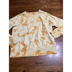 Athleta Cotton Pullover Tie Dye Crew Neck Sweatshirt Women's Orange XS C46